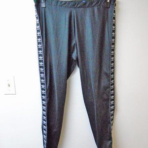 ADIDAS BLACK BERLIN TAPE WET LOOK SHINY LEGGINGS TIGHTS PANTS WOMENS SIZE XL